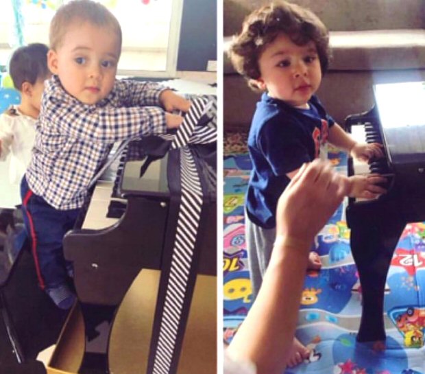 ADORABLE! Taimur Ali Khan and Yash Johar they try their hands on the piano