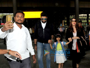 Abhishek Bachchan, Aishwarya Rai Bachchan and Aaradhya snapped at the airport