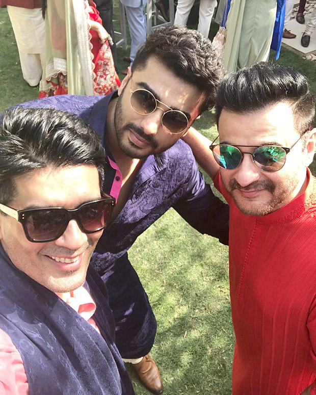 Arjun Kapoor in Manish Malhotra bespoke ensemble at the pre-wedding festivities of Mohit Marwah Antara Motiwala