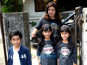 Farah Khan with her kids at Kromakay in Juhu for their birthday bash