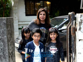 Farah Khan with her kids at Kromakay in Juhu for their birthday bash