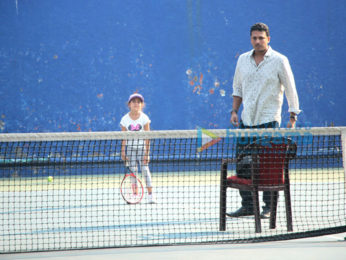 Mahesh Bhupathi snapped with his daughter at a tennis court in Bandra