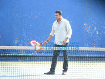 Mahesh Bhupathi snapped with his daughter at a tennis court in Bandra