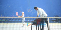Mahesh Bhupathi snapped with his daughter at a tennis court in Bandra