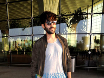 Kartik Aaryan and Nushrat Bharucha snapped leaving for Jaipur to promote 'Sonu Ke Titu Ki Sweety'