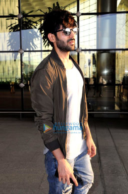 Kartik Aaryan and Nushrat Bharucha snapped leaving for Jaipur to promote 'Sonu Ke Titu Ki Sweety'