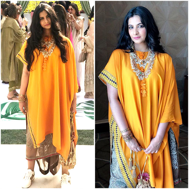 Rhea Kapoor in a Anamika Khanna ensemble at the pre-wedding festivities of Mohit Marwah and Antara Motiwala