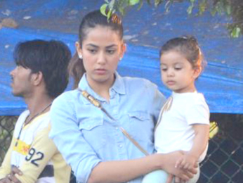 Shahid Kapoor's wife Mira Rajput snapped with their daughter Misha Kapoor at a garden in Bandra