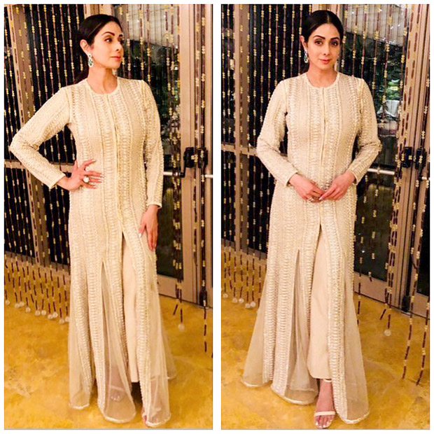 Sridevi in a Faraz Manan wedding couture at the pre-wedding festivities of Mohit Marwah Antara Motiwala