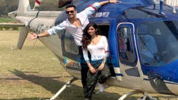 Tiger Shroff and Disha Patani arrive in a helicopter for the trailer launch of ‘Baaghi 2’