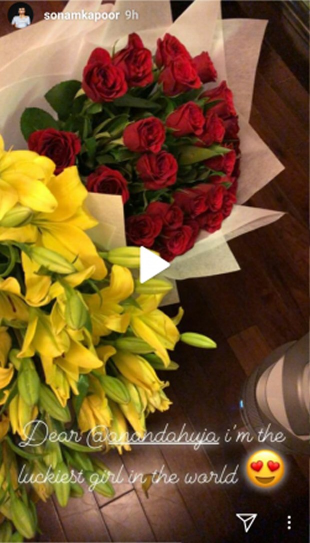 Valentine's Day: Sonam Kapoor receives red roses from Anand Ahuja; walks hand-in-hand with him in a black and white photo