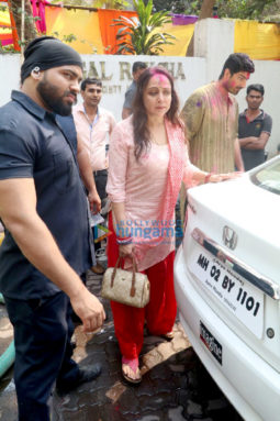 Hema Malini snapped after a holi party at daughter Esha Deol's residence