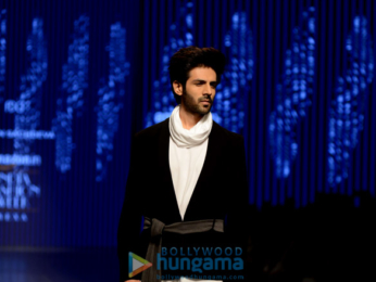 Kartik Aaryan walks the ramp for Pawan Sachdeva at the Amazon Fashion Week