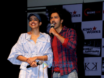 Varun Dhawan and Banita Sandhu snapped promoting their film 'October' at Sophia College