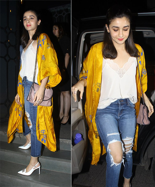 Alia Bhatt in House of Masaba cape jacket at Imtiaz Ali's birthday celebrations