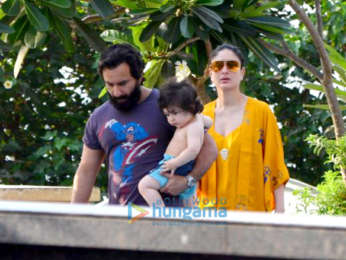Kareena Kapoor Khan, Saif Ali Khan and Taimur snapped by the pool side at Amrita Arora's residence