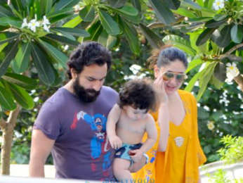 Kareena Kapoor Khan, Saif Ali Khan and Taimur snapped by the pool side at Amrita Arora's residence