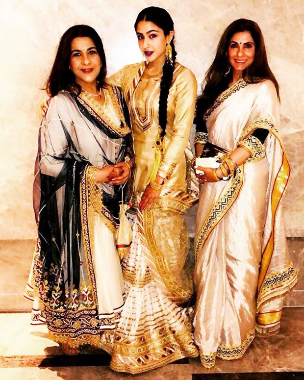 WOW! Sara Ali Khan stuns in traditional avatar; poses with mom Amrita Singh and Dimple Kapadia