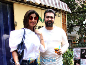 Shilpa Shetty and Raj Kundra spotted at Farmer's Cafe in Bandra