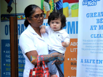Taimur Ali Khan spotted with his nanny outside the kids gym in Bandra