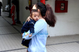 Tulsi Kumar snapped with her son Shivaay at the T-series office in Andheri