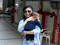 Tulsi Kumar snapped with her son Shivaay at the T-series office in Andheri