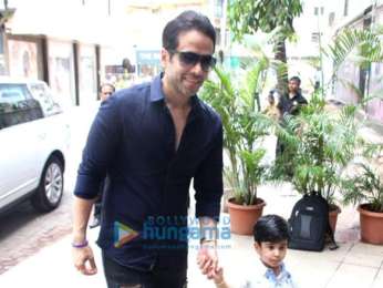 Tusshar Kapoor snapped with his son Laksshya in Bandra
