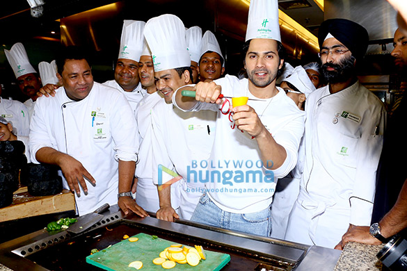 varun dhawan banita sandhu and shoojit sircar snapped promoting their film october 5