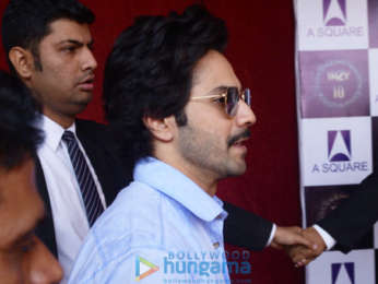 Varun Dhawan snapped promoting October at a college in Delhi