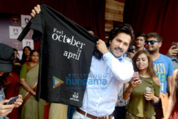 Varun Dhawan snapped promoting October at a college in Delhi