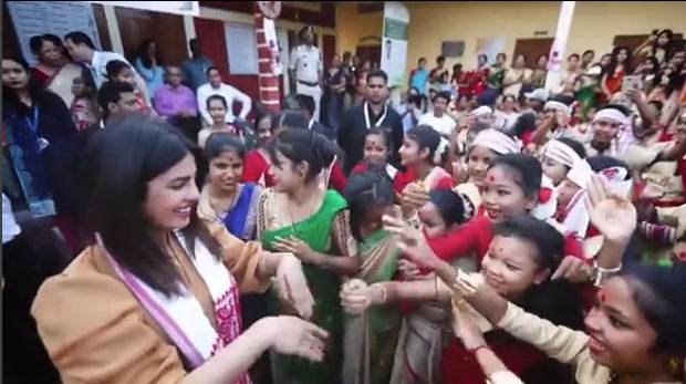 WATCH: Priyanka Chopra tries Bihu dance with local girls during her visit to Assam 
