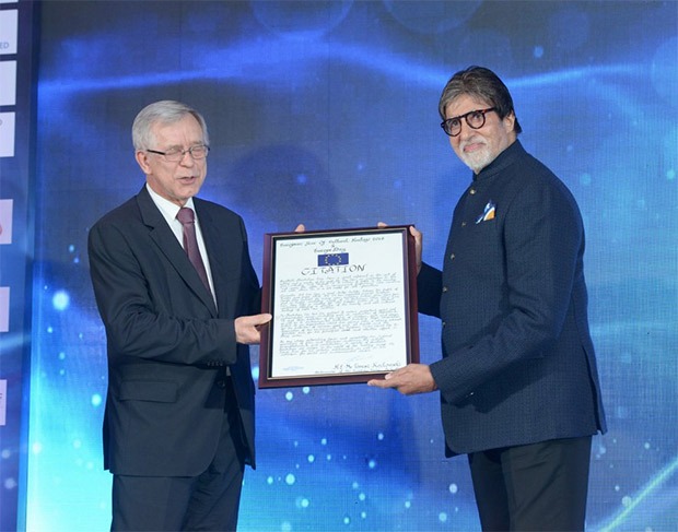 Amitabh Bachchan felicitated with citation by the European Union Amitabh Bachchan felicitated with citation by the European Union