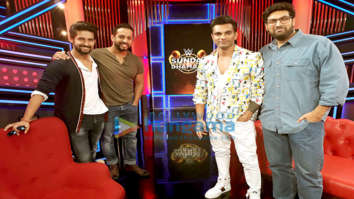 Cast of the film 3 Dev shoot for WWE Sunday Dhamaal with Salil Acharya