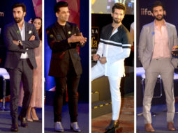 IIFA 2018: Shahid Kapoor in monochrome, Ranbir Kapoor and Kartik Aaryan in pink but Karan Johar steals the show with his snazzy jacket and metallic boots!