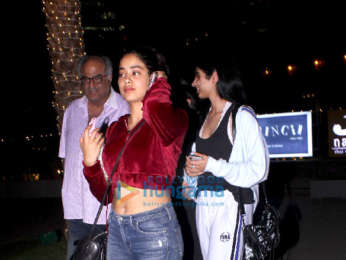 Jahnvi Kapoor and Khushi Kapoor spotted with Boney Kapoor at Yuatcha , Mumbai