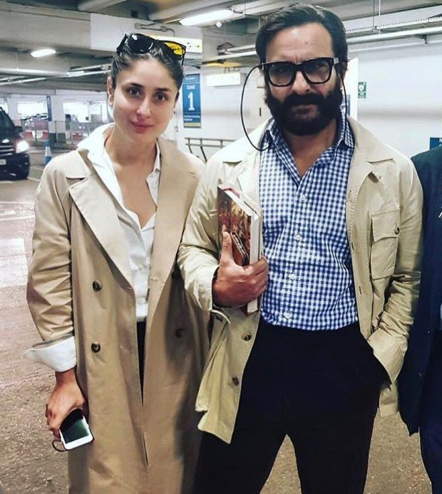 Kareena Kapoor Khan and Saif Ali Khan twin in beige trench coats in London