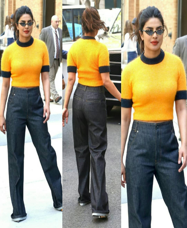Priyanka Chopra in yellow tee-flared denim in NYC