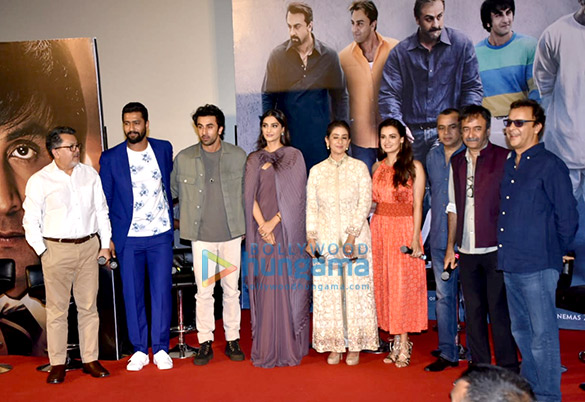 Ranbir Kapoor, Sonam Kapoor, Rajkumar Hirani, Vidhu Vinod Chopra snapped at the trailer launch of Sanju Ranbir Kapoor, Sonam Kapoor, Rajkumar Hirani, Vidhu Vinod Chopra snapped at the trailer launch of Sanju