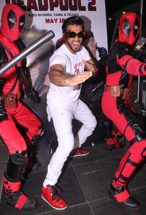 Ranveer Singh hosts a special screening for Deadpool 2 in the quirkiest tshirt Ranveer Singh hosts a special screening for Deadpool 2 in the quirkiest tshirt