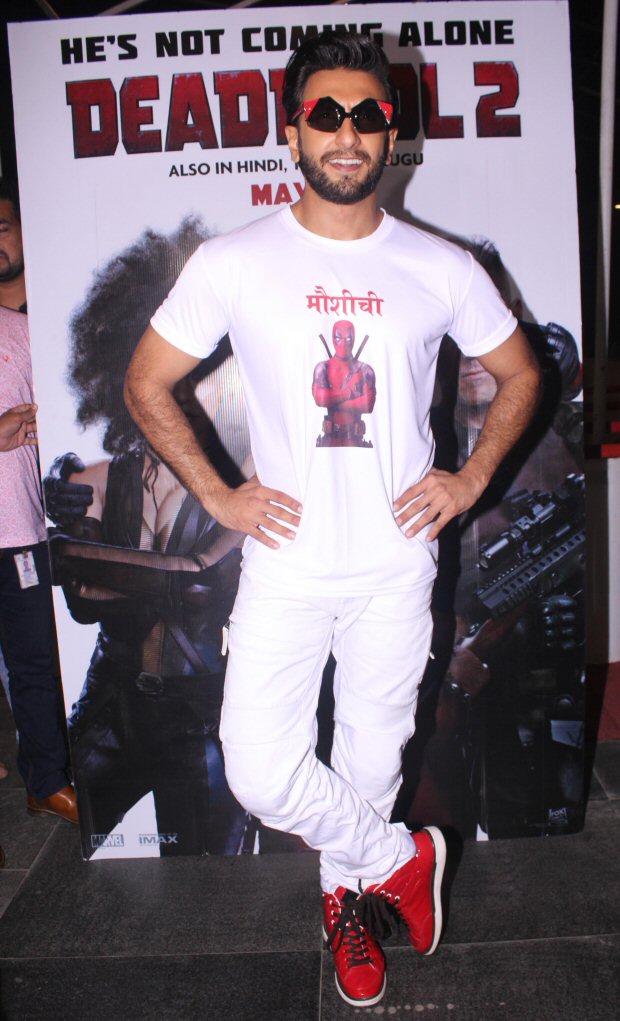 Ranveer Singh hosts a special screening for Deadpool 2 in the quirkiest tshirt Ranveer Singh hosts a special screening for Deadpool 2 in the quirkiest tshirt