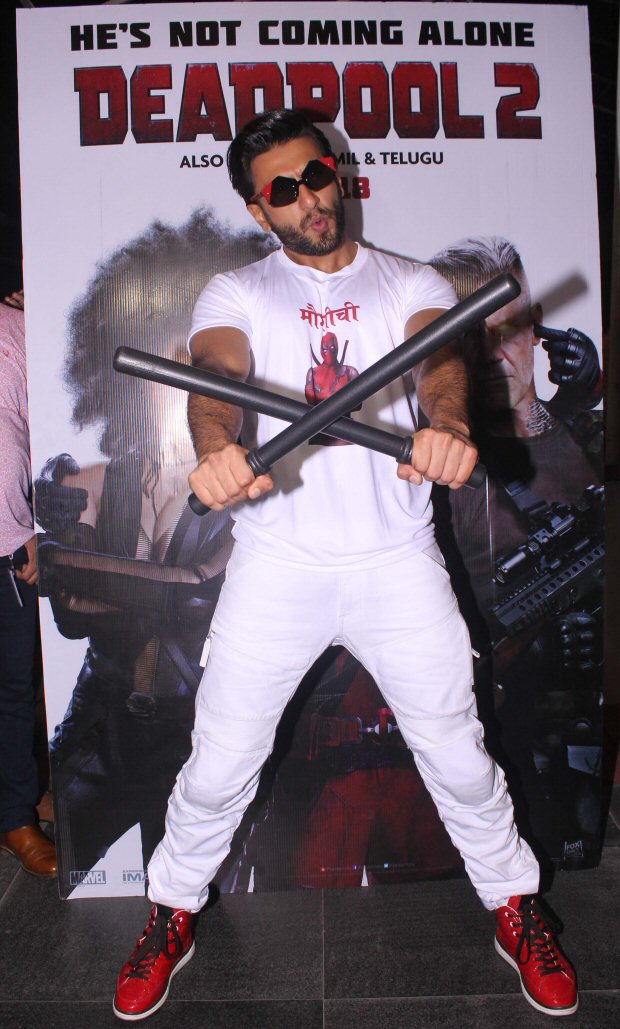 Ranveer Singh hosts a special screening for Deadpool 2 in the quirkiest tshirt Ranveer Singh hosts a special screening for Deadpool 2 in the quirkiest tshirt