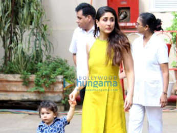 Saif Ali Khan and Kareena Kapoor Khan snapped with their son Taimur at Mehboob Studios in Bandra