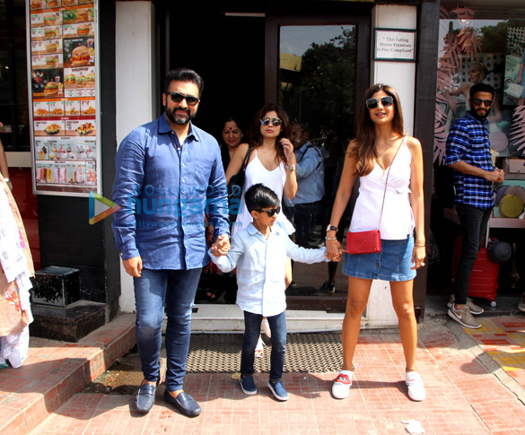 Shilpa Shetty snapped with her family at Bastian