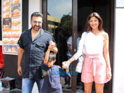 Shilpa Shetty snapped with her family at Bastian