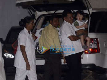 Taimur Ali Khan and Inaaya Naumi Kemmu spotted at their grandmother's house in Bandra
