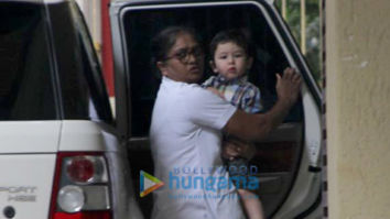 Taimur Ali Khan snapped outside Karisma Kapoor’s residence