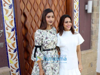The cast of film Veere Di Wedding snapped during media interview at Sun n Sand in Juhu