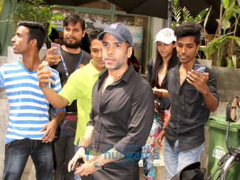 Tusshar Kapoor snapped with friends at The Kitchen Garden in Bandra