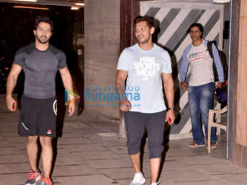 Varun Dhawan and Prashant Sawant snapped at Body Sculptor gym