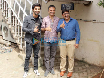 Ranbir Kapoor, Rajkumar Hirani and Vidhu Vinod Chopra snapped during media interviews at Mehboob Studio for Sanju